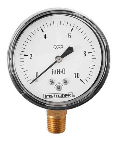 Manómetro 2.5", baja presión, 1/4" NPT, inferior, 10 in H2O