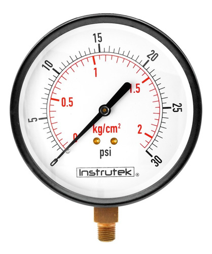 Manómetro 4", estándar, 1/4" NPT, inferior, 30 psi-kg/cm2