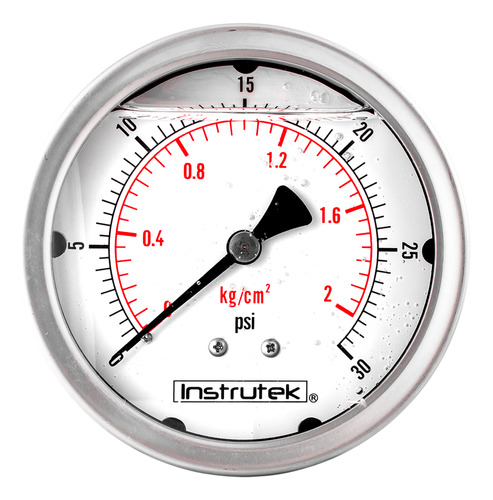 Manómetro 4", lleno de líquido (O.E.M.), 1/4" NPT, posterior, 30 psi-kg/cm2