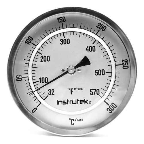 Termómetro 5 pulgadas, posterior, 1/2" NPT, vástago 6", rango 0 a 300 C-F