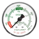 Manómetro 2", oxígeno medicinal, 1/4" NPT, posterior, 4000 psi-kg/cm2
