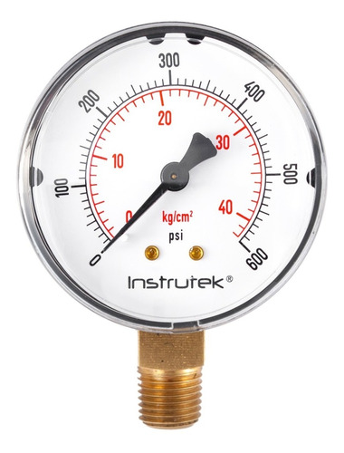 Manómetro 2.5", estándar ABS, 1/4" NPT, inferior, 600 psi-kg/cm2