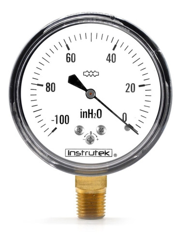 Vacuómetro 2.5", baja presión, 1/4" NPT, inferior, 100 in H2O Vac