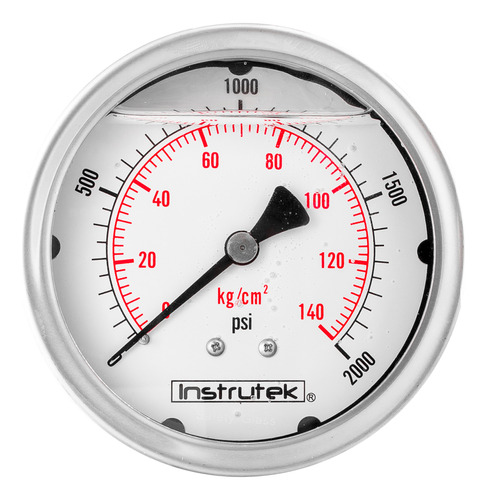 Manómetro 4", lleno de líquido (O.E.M.), 1/4" NPT, posterior, 2000 psi-kg/cm2
