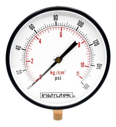 [200100160] Manómetro 8", estándar, 1/2" NPT, inferior, 160 psi-kg/cm2