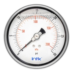 [INTK10031030] 4” Liquid filled (O.E.M.), pressure gauge, 1/4” NPT, back connection, 0 to 30 psi-kPa