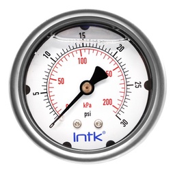 [INTK6331030] 2.5” Liquid filled (O.E.M.), pressure gauge, 1/4” NPT, back connection, 0 to 30 psi-kPa