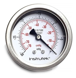 [6351030VAC] Vacuómetro 2.5", acero inoxidable, 1/4" NPT, posterior, 30 Vac inHg-cmHg