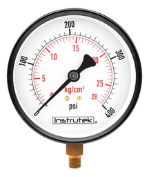 [100100400] Manómetro 4", estándar, 1/4" NPT, inferior, 400 psi-kg/cm2
