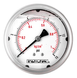 [10031015] Manómetro 4", lleno de líquido (O.E.M.), 1/4" NPT, posterior, 15 psi-kg/cm2
