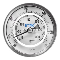 [INTK3011009032570F] 3" Bimetal thermometer, 1/2" NPT, back connection, range 32 to 570 F-C