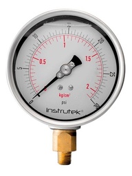[10040030] Manómetro 4", lleno de líquido premium, 1/4" NPT, inferior, 30 psi-kg/cm2