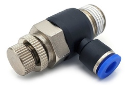 [NSE38N6MM] Regulador de flujo en codo, 3/8" NPT x 6 mm