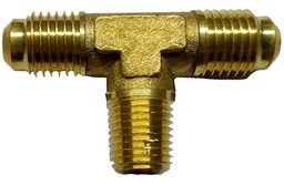 [CTM18NC14F] Conector en Tee, fabricado en latón de 1/8" NPT al Centro X 1/4" Flare