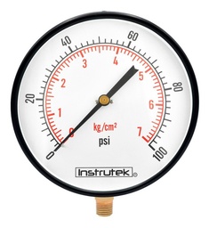 [200100100] Manómetro 8", estándar, 1/2" NPT, inferior, 100 psi-kg/cm2