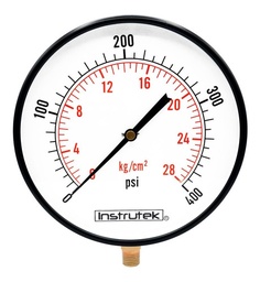 [250100400] Manómetro 10", estándar, 1/2" NPT, inferior, 400 psi-kg/cm2