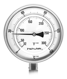 [601000900150] Termómetro 6 pulgadas, inferior, 1/2" NPT, vástago 9", rango 0 a 150 C-F
