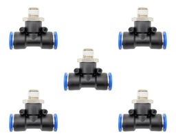 [PT14N12MMQTY5] 5pz Racor Rápido Neumático En Tee 1/4 Npt X 12mm