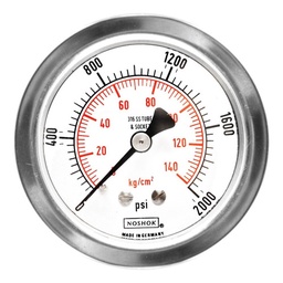 [N254102000] Manómetro 2.5", acero inoxidable, 1/4" NPT, posterior, 2000 psi-kg/cm2