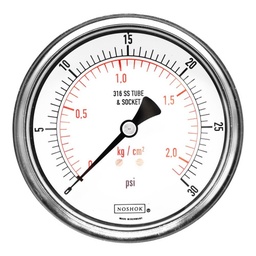 [N4041030] Manómetro 4", acero inoxidable, 1/2" NPT, posterior, 30 psi