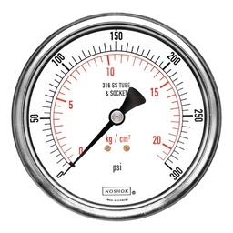 [N40410300] Manómetro 4", acero inoxidable, 1/2" NPT, posterior, 300 psi