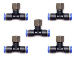 [PTF14N8MMQTY5] 5pz Racor Rápido Neumático En Tee 1/4 Npt Hembra X 8mm Mang.