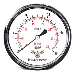 [6321020OZ35INH2O] Manómetro 2.5", baja presión, 1/4" NPT, posterior, 20 oz/in2-35 in H2O
