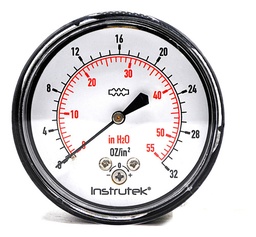 [6321032OZ55INH2O] Manómetro 2.5", baja presión, 1/4" NPT, posterior, 32 oz/in2-55 in H2O