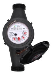 [IX4032] Medidor de agua certificado tipo chorro múltiple, cuerpo de plástico, extremos roscados de 1 1/4" NPT, incluye los conectores de latón.