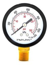 [51100COM160] Manómetro para compresor, inferior, 160 psi