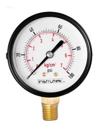 [63100100] Manómetro 2.5", estándar, 1/4" NPT, inferior, 100 psi-kg/cm2