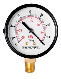 [6310030VAC] Vacuómetro 2.5", estándar, 1/4" NPT, inferior, 30 Vac inHg-cmHg