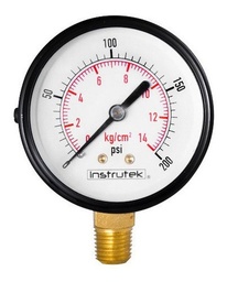 [63100200] Manómetro 2.5", estándar, 1/4" NPT, inferior, 200 psi-kg/cm2