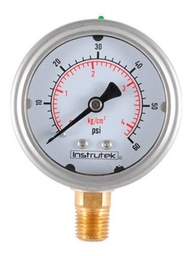 [6330060] Manómetro 2.5", lleno de líquido (O.E.M.), 1/4" NPT, inferior, 60 psi-kg/cm2