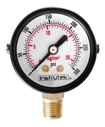 [40100300] Manómetro 1.5", estándar, 1/8" NPT, inferior, 300 psi-kg/cm2