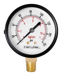 [63100160] Manómetro 2.5", estándar, 1/4" NPT, inferior, 160 psi-kg/cm2