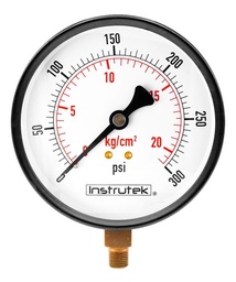 [100100300] Manómetro 4", estándar, 1/4" NPT, inferior, 300 psi-kg/cm2