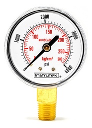 [51600N4000] Manómetro 2", oxígeno y acetileno, 1/4" NPT, inferior, 4000 psi-kg/cm2