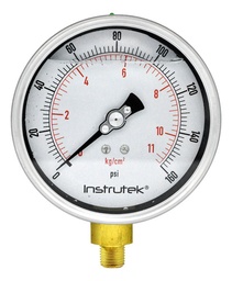 [100300160] Manómetro 4", lleno de líquido (O.E.M.), 1/4" NPT, inferior, 160 psi-kg/cm2