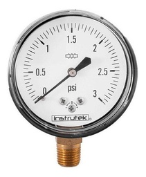 [632003PSI] Manómetro 2.5", baja presión, 1/4" NPT, inferior, 3 psi