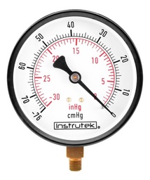 [10010030VAC] Vacuómetro 4", estándar, 1/4" NPT, inferior, 30 Vac inHg-cmHg