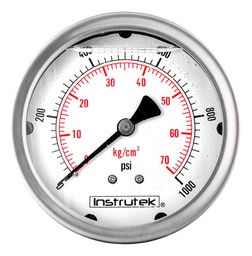 [1003101000] Manómetro 4", lleno de líquido (O.E.M.), 1/4" NPT, posterior, 1000 psi-kg/cm2