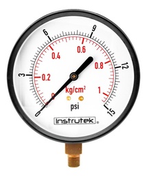 [10010015] Manómetro 4", estándar, 1/4" NPT, inferior, 15 psi-kg/cm2