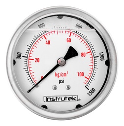[1003101500] Manómetro 4", lleno de líquido (O.E.M.), 1/4" NPT, posterior, 1500 psi-kg/cm2