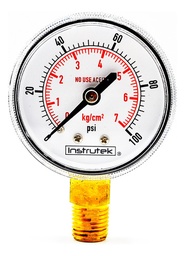 [51600N100] Manómetro 2", oxígeno y acetileno, 1/4" NPT, inferior, 100 psi-kg/cm2