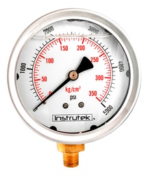 [1003005000] Manómetro 4", lleno de líquido (O.E.M.), 1/4" NPT, inferior, 5000 psi-kg/cm2