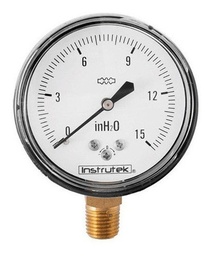 [6320015INH2O] Manómetro 2.5", baja presión, 1/4" NPT, inferior, 15 in H2O