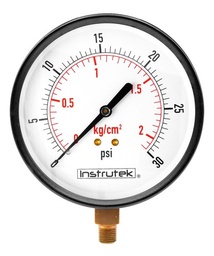 [10010030] Manómetro 4", estándar, 1/4" NPT, inferior, 30 psi-kg/cm2