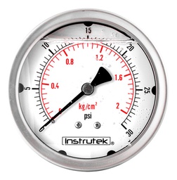 [10031030] Manómetro 4", lleno de líquido (O.E.M.), 1/4" NPT, posterior, 30 psi-kg/cm2