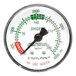 [516514000] Manómetro 2", oxígeno medicinal, 1/4" NPT, posterior, 4000 psi-kg/cm2